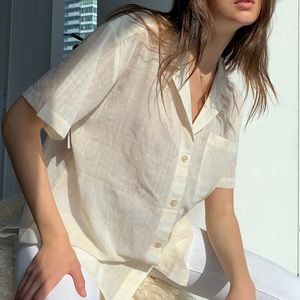 Aritzia Wilfred Atticus Short Sleeve Button-Up